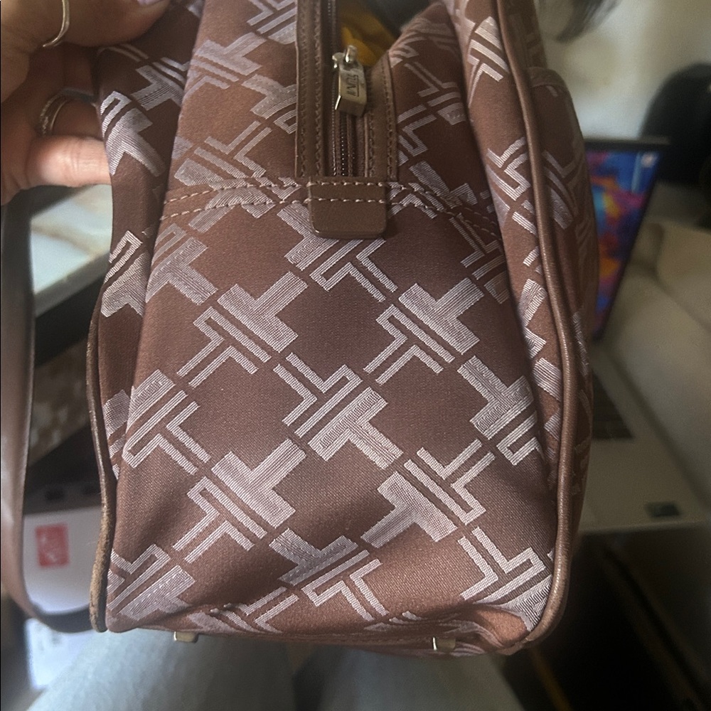 TUMI Maroon Patterned Canvas Laptop Bag - Picture 13 of 14